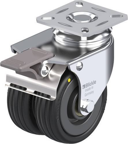 Blickle Doppel-Lenkrolle LDA-VPA 75K-FI-EL in Schwarz und Silber, Rad-Durchmesser: 75 mm, Tragfähigkeit: 90 kg - Bild 1