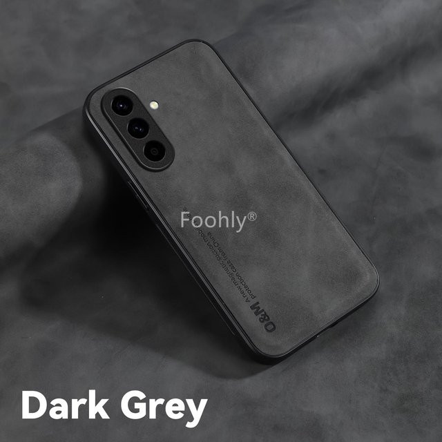 Magnetische Nubuk Leder Schutzhülle für Samsung Galaxy A15 5G in Grau - Bild 1
