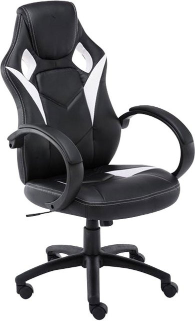 TPFLiving Racing Bürostuhl Magna Gaming Chair in Weiß und Schwarz mit Armlehnen und Rollen - Bild 1