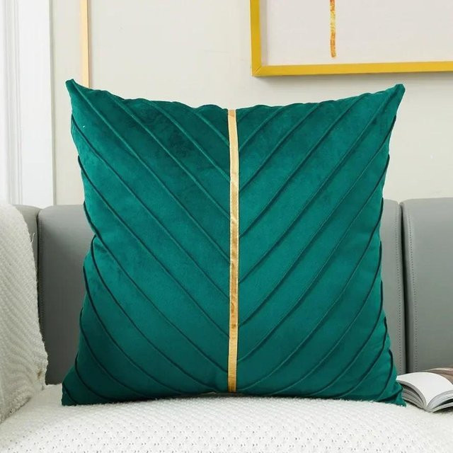 Luxuriöse Samt-Kissenhülle JMG Clothing mit Plissee-Design in Grün, B/T: 45 x 45 cm - Bild 1