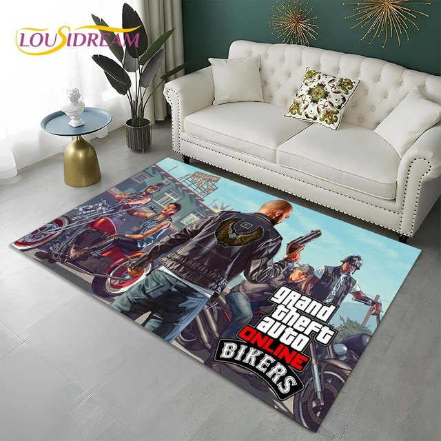 Karpetti Grand Theft Auto 3D Gamer Teppich, rutschfeste Bodenmatte für Wohnzimmer, Schlafzimmer oder Kinderzimmer, B/B: 80 x 120 cm, Mehrfarbig - Bild 1