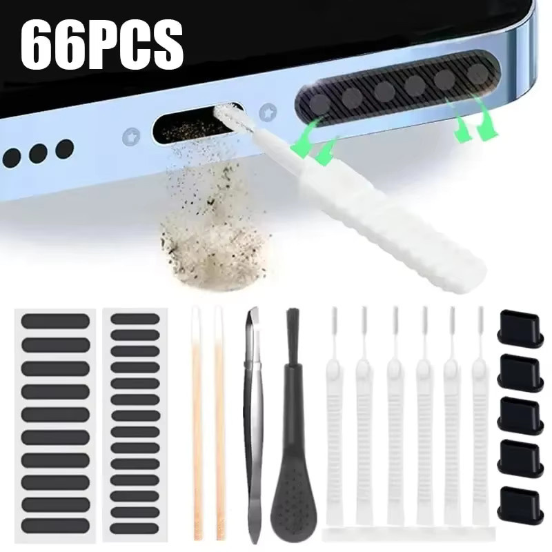 66-teiliges Reinigungsset für Handy-Lautsprecher und Ladeanschlüsse für iPhone, Samsung und Xiaomi inklusive Reinigungsbürsten - Bild 4
