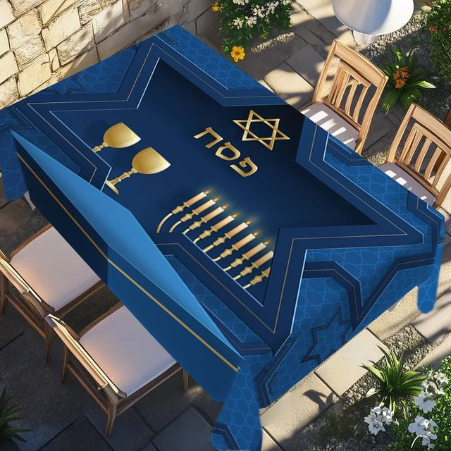 Wasserdichte rechteckige Tischdecke von JINGYUE Pet in Blau für Hochzeiten und Feiertage, B/T/H: 100 x 160 x 0 cm - Bild 1