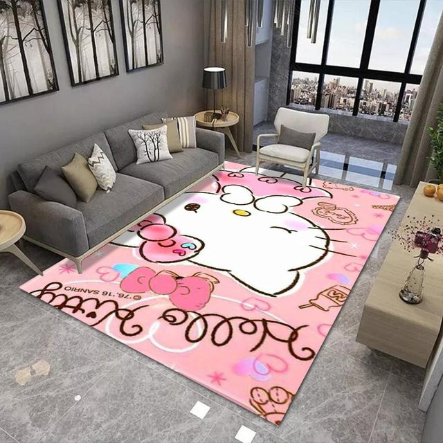 Miniso Sanrio Hello Kitty Teppich in Rosa für Wohnzimmer und Schlafzimmer, B/T: 120 x 160 cm - Bild 1