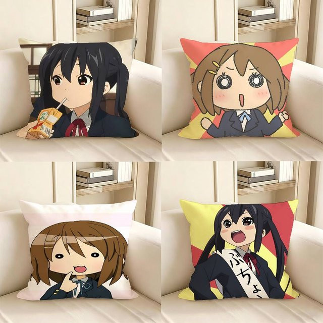 Kawaii Cartoon Kissenbezug mit Yui Mio Azusa Tsumugi Motiv, quadratisch, mehrfarbig, B/B/B: 40 x 40 x 40 cm - Bild 1