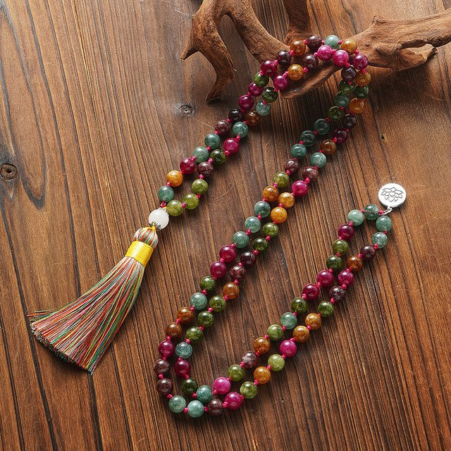 Perlenkette Turmalin, Bunt, 8mm, Unisex - Bild 1