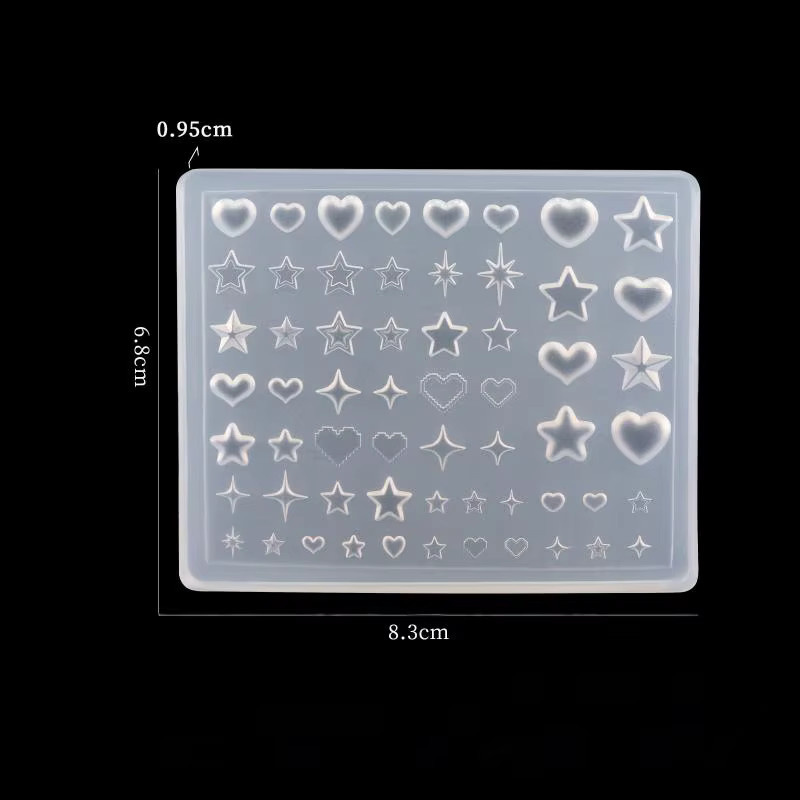 JETTING Nagelform Silikon, 3D-Herz-Stern-Pentagramm, Transparent - Bild 2