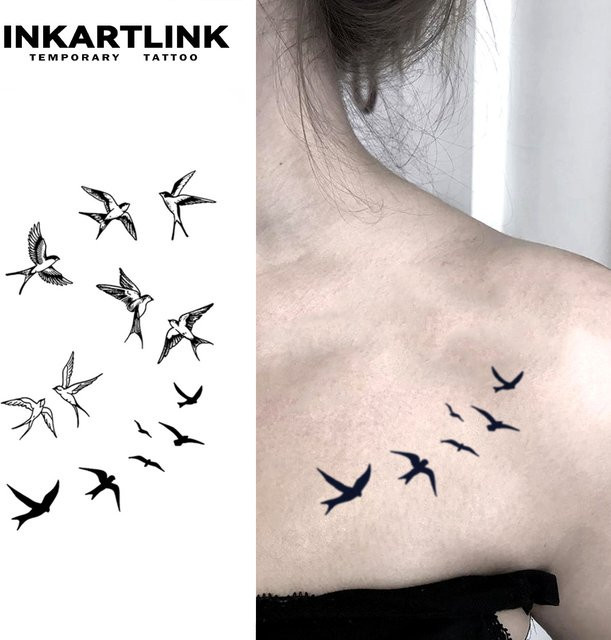 Flock of Birds temporärer Tattoo-Aufkleber, wasserfest, semi permanent - Bild 1