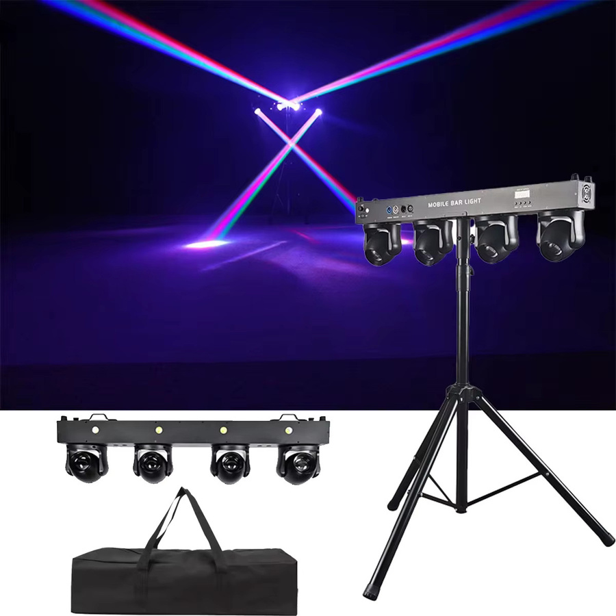 REIZ 4x25W RGBW 4-in-1 LED Moving Head Beam Strobe-Licht in Schwarz mit Halterung für DJ-Bühnenbeleuchtung, Disco und Club - Bild 2