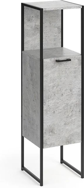 Vicco Badschrank Fyrk Beton/Schwarz Midischrank mit 3 Fächern im Loft-Stil, B/T/H: 33 x 59,9 x 120,4 cm - Bild 2