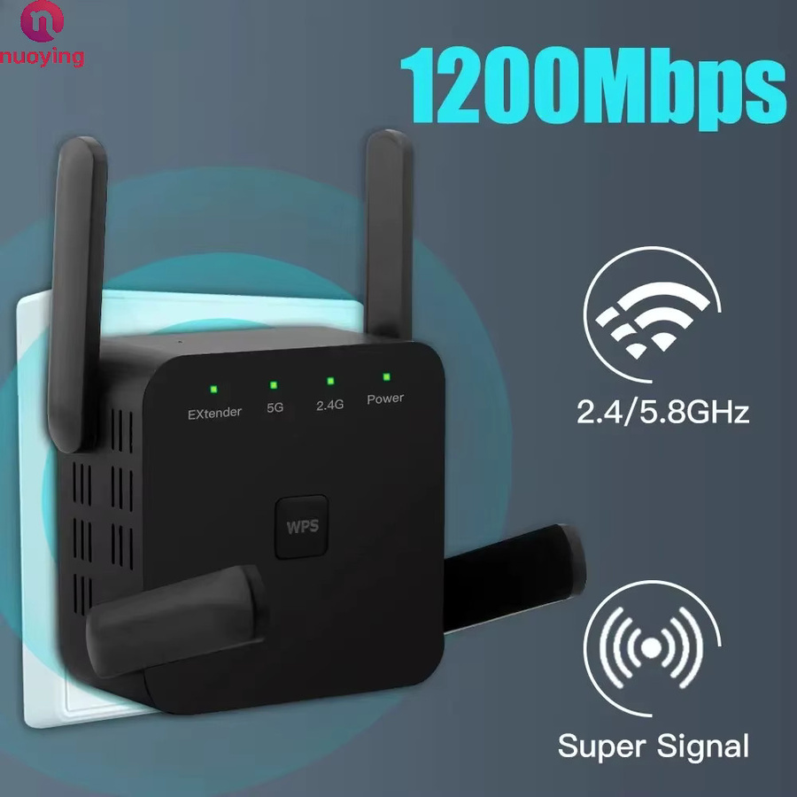 NUOYING AC1200 WLAN-Repeater Dual-Band 2,4G/5GHz Wi-Fi Signalverstärker Schwarz - Bild 2