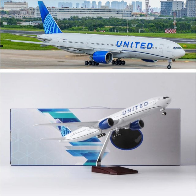 ZOCO 777 B777 United Airlines Flugzeug, Modellflugzeug, Maßstab 1:157, mit Licht und Radfahrwerk - Bild 1