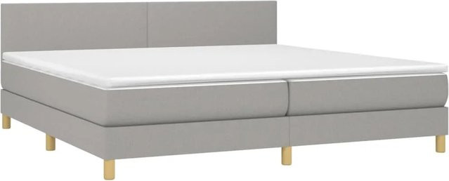 vidaXL Boxspringbett mit Matratze und LED-Unterbettbeleuchtung in Hellgrau, Hybridbett mit USB-Ladeanschluss und Taschenfederkern, B/T/H: 200 x 200 x 78 cm - Bild 1