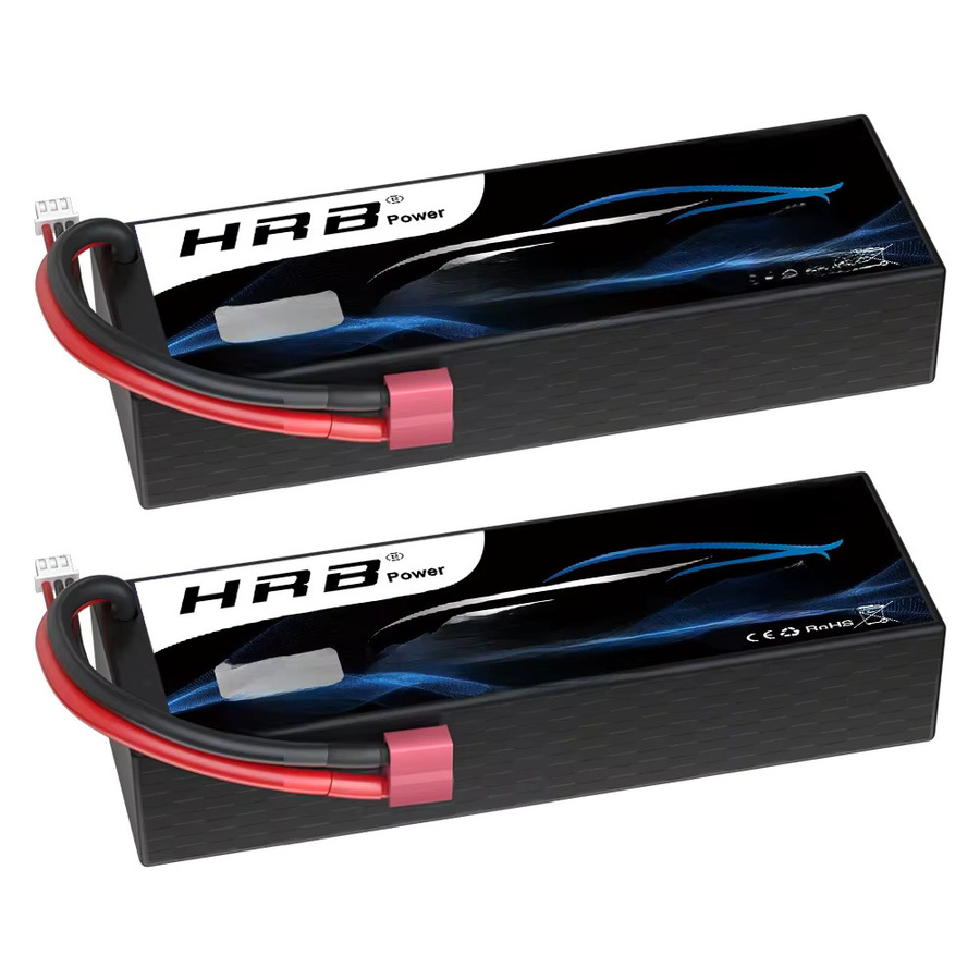 HRB 2S 7,4 V LiPo Akku 5200 mAh 100C mit T Deans Stecker Hardcase für RC Auto und Lkw 1/10 1/12 Schwarz - Bild 5