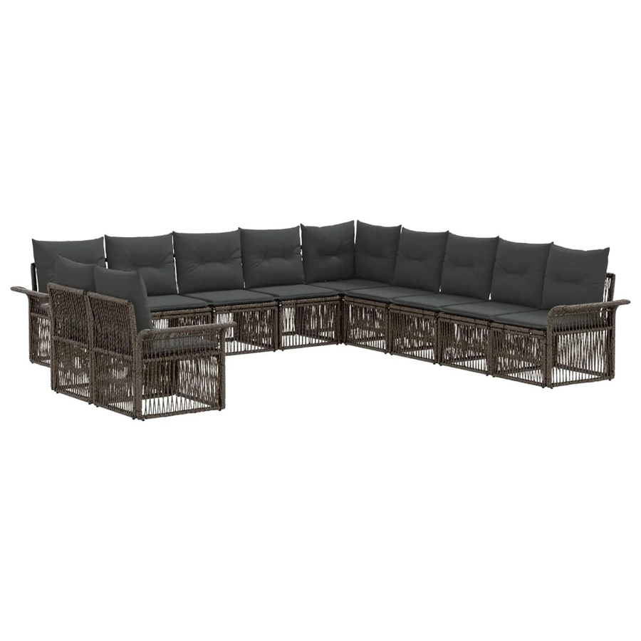 vidaXL Gartensofa-Set 11-tlg. in Grau aus Poly-Rattan mit Polsterung und Kissen für Garten und Terrasse - Bild 2