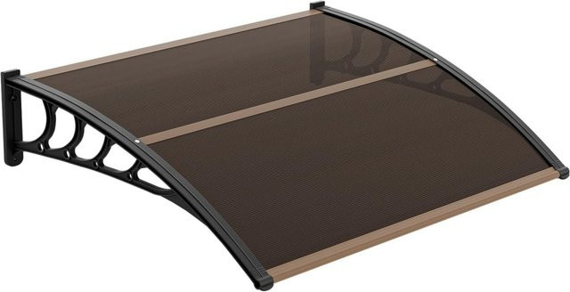 Transparentes Pultbogenvordach für die Haustür aus Aluminium und Polycarbonat mit Mittelstange, Breite: 120 cm, Tiefe: 80 cm - Bild 1