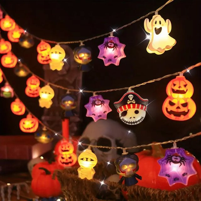 Peach Forest Halloween LED Lichterkette in Mehrfarbig mit verschiedenen Motiven für Haus und Garten - Bild 1