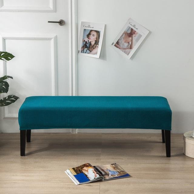 Elastischer Jacquard-Bankbezug in Petrol aus Stretch-Material für Esszimmer und Schlafzimmer - Bild 1