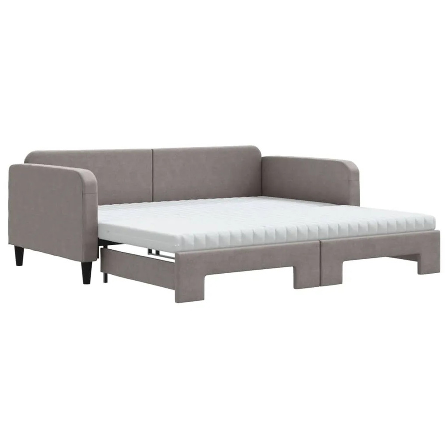vidaXL Ausziehbares Tagesbett mit Matratze in Taupe, Modernes Design für Schlafzimmer und Wohnzimmer, B/T/H: 223 x 100 x 75 cm - Bild 2