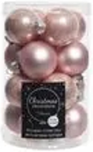 Kaemingk Weihnachtsbaumkugeln aus Glas in Rosa mit Glanz und Matt, 16 Stück, Durchmesser: 3,5 cm - Bild 1