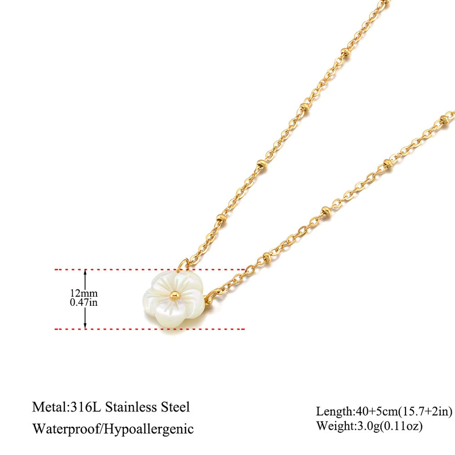 Lokaer Halskette Edelstahl, Muschel-Blumen-Anhänger, Gold, Damen, Vintage - Bild 3