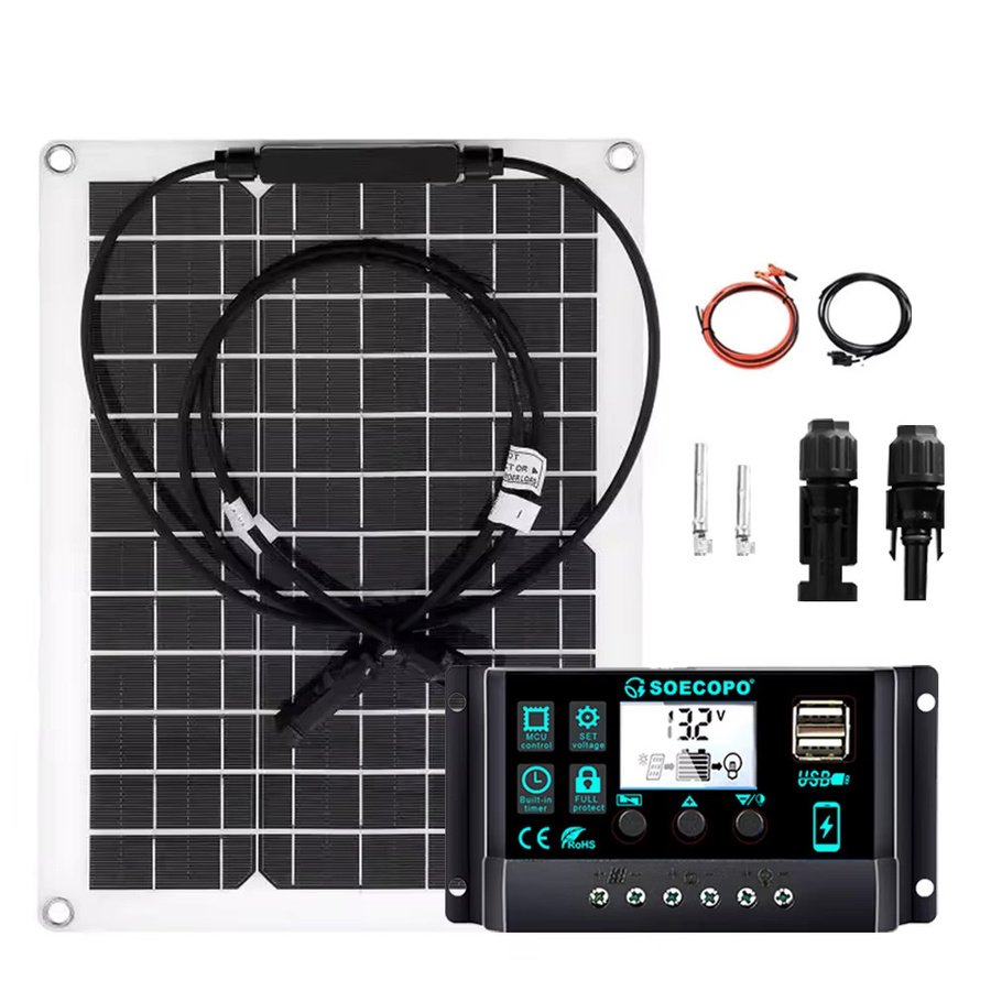 SOECOPO Flexibles Solarpanel mit Smart Controller Kit in Schwarz für Wohnmobile, Boote und Grid-Nutzung - Bild 2