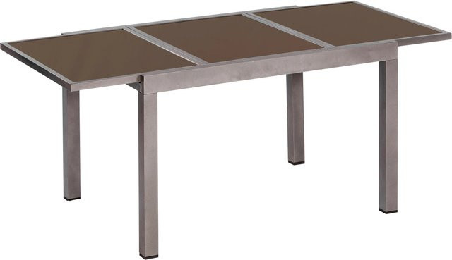 Merxx Gartentisch AZ-Tisch rechteckig ausziehbar aus Aluminium und braunem Sicherheitsglas B/T/H: 200 x 90 x 75 cm - Bild 1