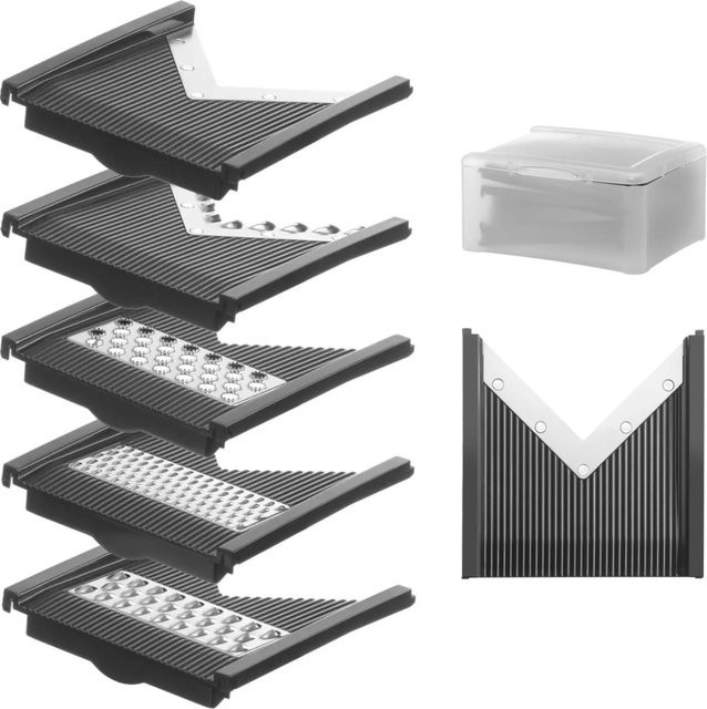 Hendi Ersatzschneidscheiben für den V-Typ Gemüsehobel Mandoline, Set mit 5 Stück, Schwarz - Bild 1