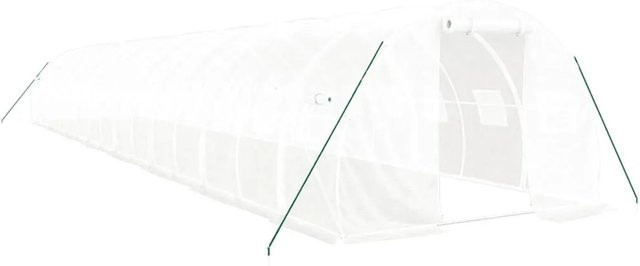 Furnicato Gewächshaus mit Stahlrahmen in Weiß, Fläche: 48 m², B/H/T: 16 x 3 x 2 m - Bild 1