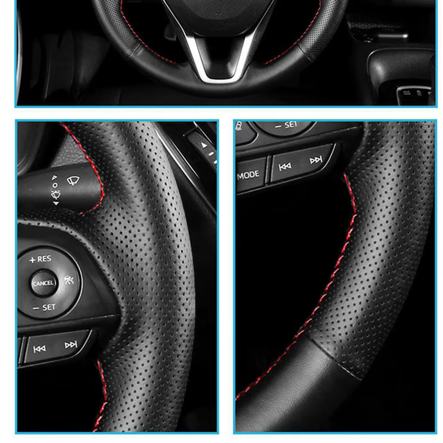 GKMHiR Lenkradbezug aus Mikrofaser und Leder für Volkswagen VW Polo 2003-2006, Schwarz, rutschfest zum Selbernähen - Bild 3
