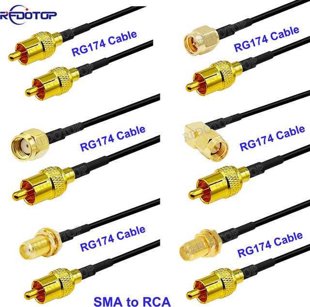 RFDOTOP RG174 SMA auf RCA Koaxial-Verlängerungskabel Jumper 50 Ohm für Videorekorder - Bild 1