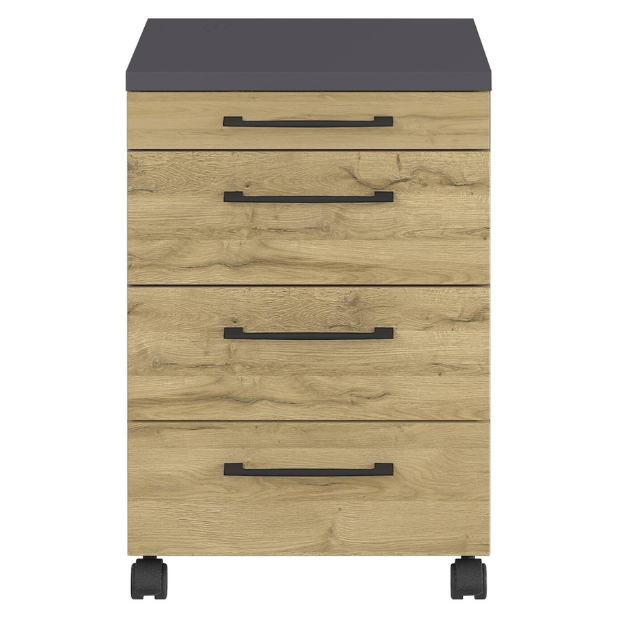 Germania Rollcontainer 4251-564 GW-Profi in Grandson Eiche und Graphit mit Utensilienfach, B/H/T: 42 x 61 x 49 cm - Bild 3