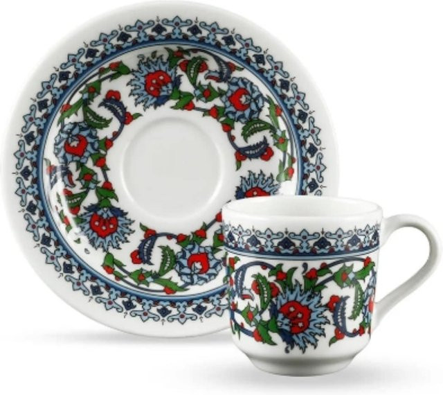Korkmaz Topkapi 12-tlg. Mokkatassen-Set aus Porzellan, Multicolour, Floral, 70 ml pro Tasse - Bild 1