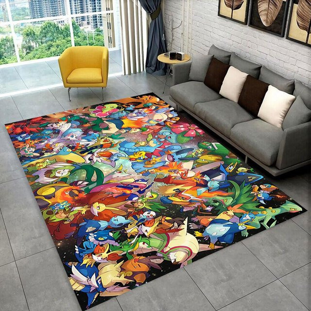 Pikachu Pokemon Cartoon Teppich Rutschfeste Fußmatte für Wohnzimmer und Schlafzimmer B/B: 60 x 40 cm - Bild 1