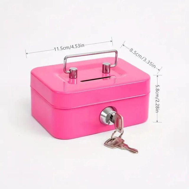 LChome Geldkassette aus Metall als Mini-Safe und Spardose in Rosa - Bild 1