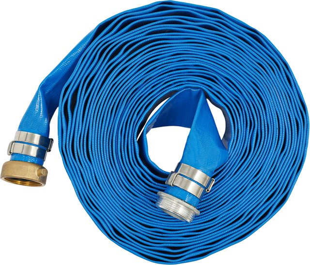 Blauer verstärkter PVC-Flachschlauch für Schwimmbecken und Wasserablauf, Länge: 15,24 m, Durchmesser: 3,81 cm - Bild 1