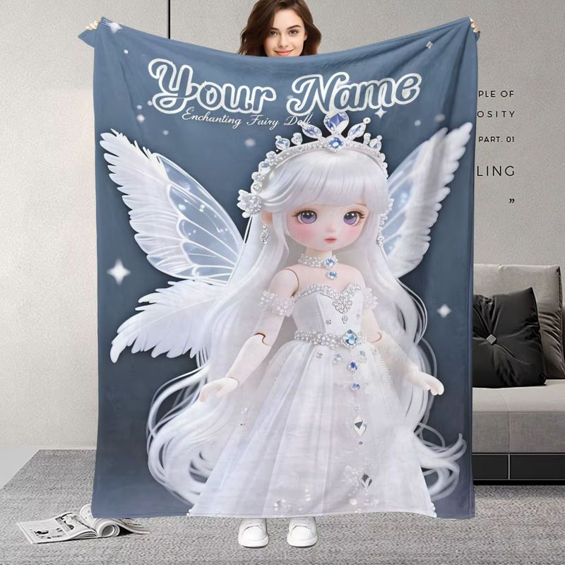 Personalisierte Flanellblanke im Engel-Design mit individuellem Namen von ZIZ - Bild 2