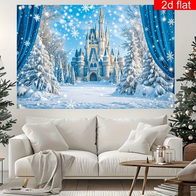 VIKAMA Winter Wonderland Dekoratives Banner Eisschloss für Weihnachten und Neujahr, Wanddekoration B: 75 cm, H: 75 cm - Bild 1