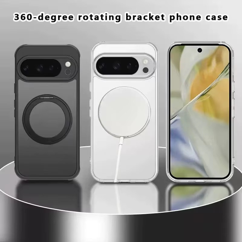 Magnetische MagSafe Schutzhülle für Google Pixel 10 11 9 8 7 6 Pro XL mit 360 Grad drehbarem Standfuß in Schwarz - Bild 4
