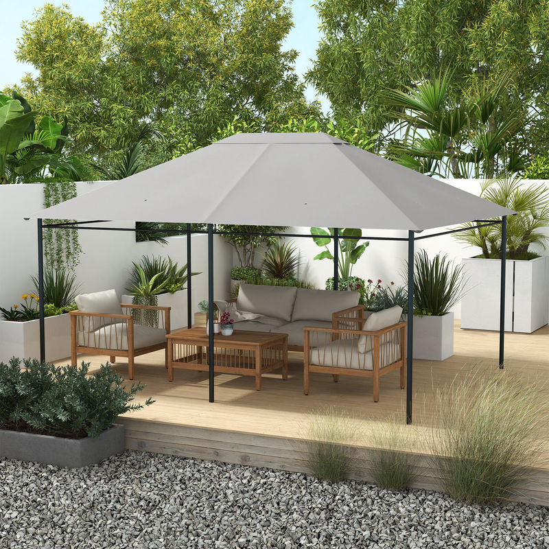 Outsunny Pavillondach aus Polyester in Hellgrau mit UPF 50+, B/H/L: 297 x 1 x 397 cm - Bild 6