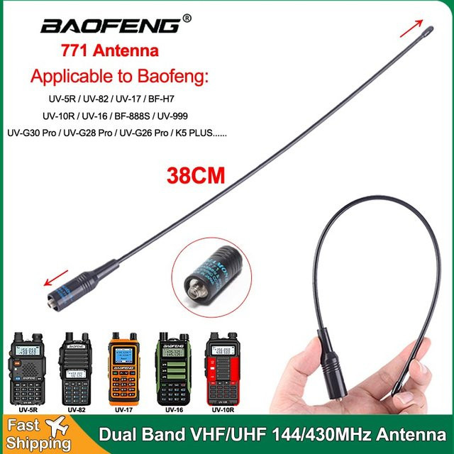 Baofeng NA-771 Dualband VHF/UHF 144/430 MHz Antenne mit SMA-Buchse für Walkie Talkies wie UV-82, UV-5R, UV10R und UV16 in Schwarz - Bild 1