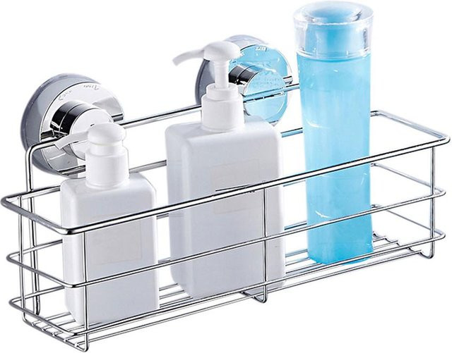Bestbags Duschregal aus Edelstahl mit Saugnapf in Weiß und Silber zur Montage ohne Bohren - Bild 1