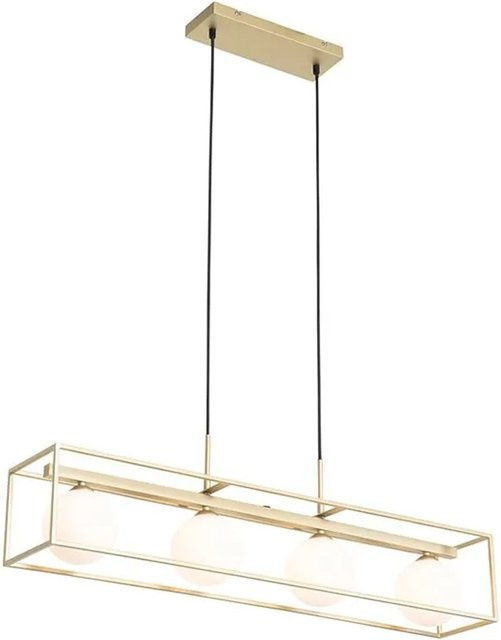 QAZQA Design-Deckenleuchte Aniek in Gold und Weiß, dimmbar und höhenverstellbar, 4-Lichter Pendelleuchte für Wohnzimmer, Esszimmer oder Arbeitszimmer - Bild 1