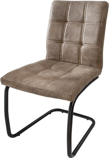 riess-ambiente Stuhl MODENA Industrial Freischwinger in Beige mit Ziersteppung und Metallgestell - Bild 1