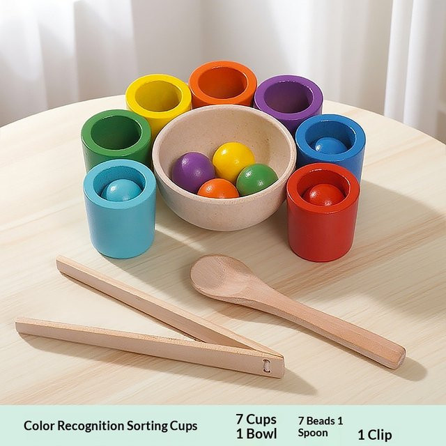 Gowinbaby Kognitive Sortierbecher, Lernspielzeug aus Holz, Bunt / Mehrfarbig, ab 3 Jahre - Bild 1