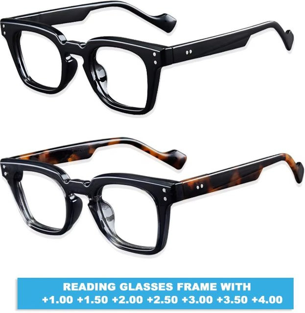 Hindfield Lesebrille, quadratisch, Vollrand, Kunststoff, Schwarz, Schildpatt-Optik - Bild 1