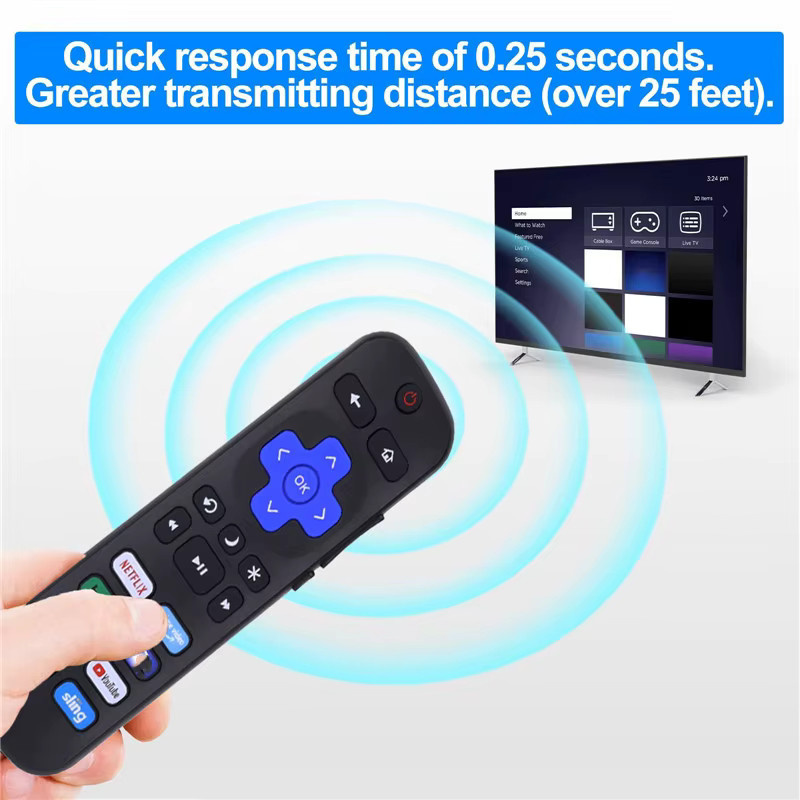 Ersatzfernbedienung von kebidu für Roku TV Modelle von TCL, Hisense, Onn und Philips in Schwarz mit YouTube-Funktion - Bild 3