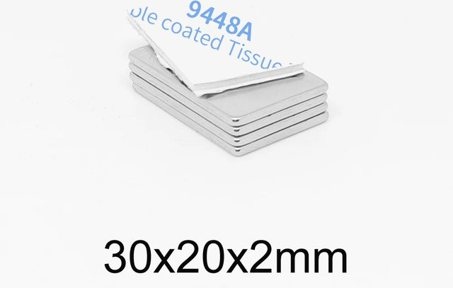 Blockstarke Blattmagnete mit selbstklebendem doppelseitigem Klebeband in Silber, B/H/T: 30 x 20 x 2 mm - Bild 1