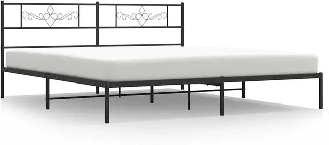 vidaXL Bettgestell aus Metall mit Kopfteil in Schwarz, klassisch pulverbeschichtet, B/T/H: 193 x 203 x 90 cm - Bild 1