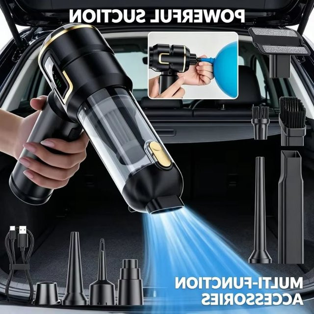 SUITU Kabelloser Mini-Handstaubsauger mit 998000PA Saugkraft, Tragbarer Drahtloser Reiniger für Auto und Haushalt, Schwarz - Bild 1